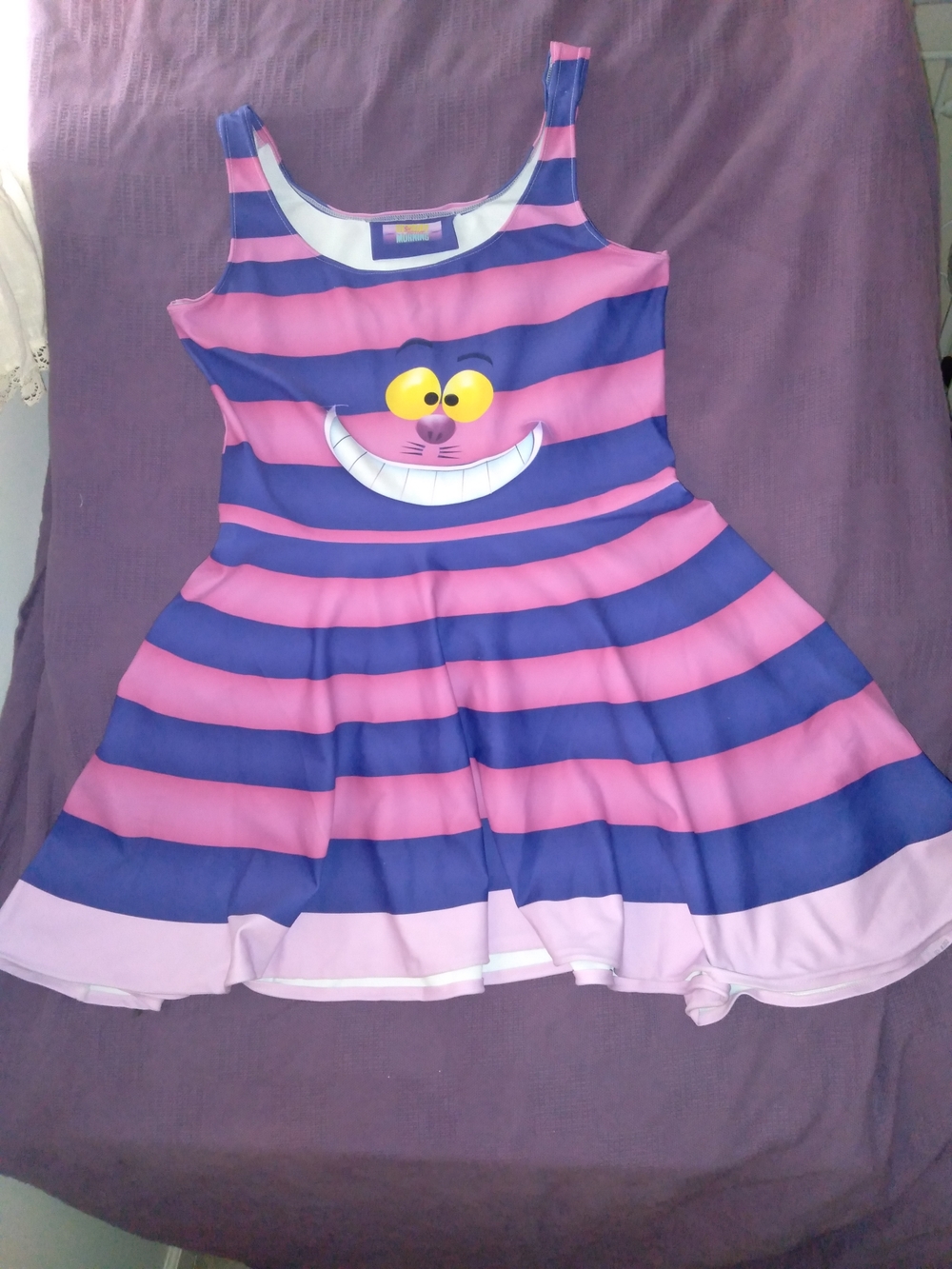 Girls Pink and Purple Striped Cheshire Smile Dress